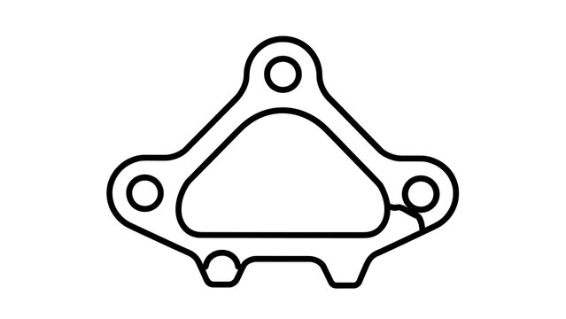 Triangular metal bracket white background.