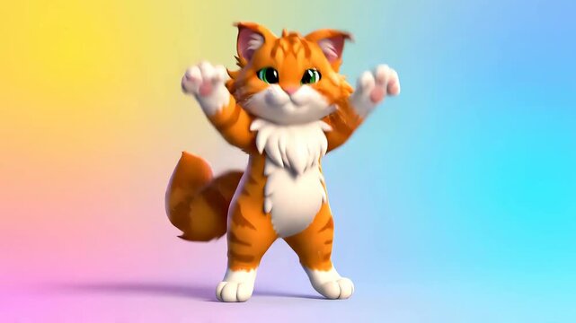 An adorable 3D orange tabby cat illustration.
