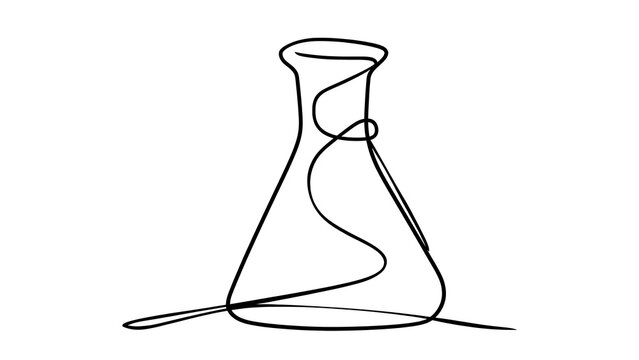 Minimalist line art flask white background.