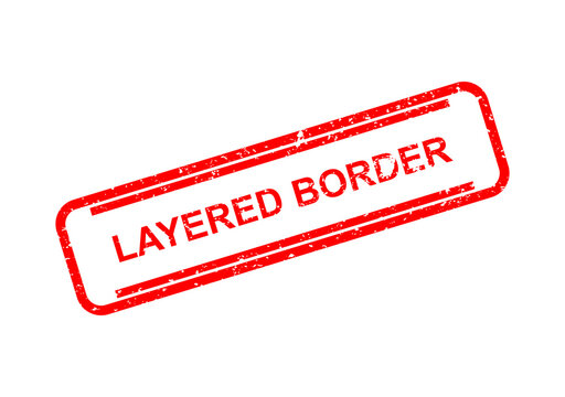 Red layered border stamp with text layered border illustration