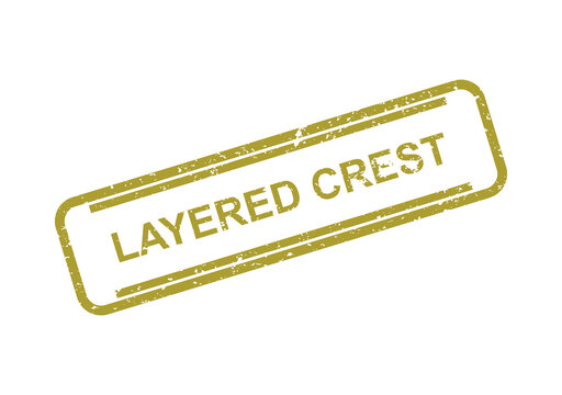 Yellow layered crest stamp with text label illustration