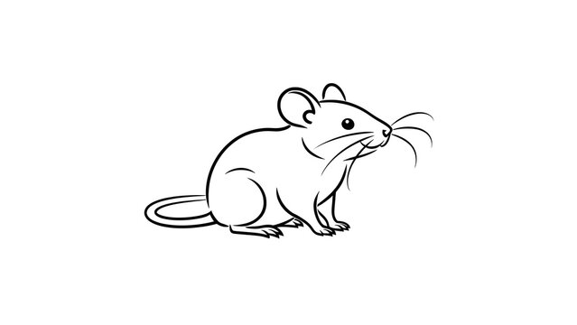 Cute mouse illustration on white background.