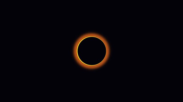 Total solar eclipse ring of fire animation, celestial phenomenon abstract 4k background, total eclipse