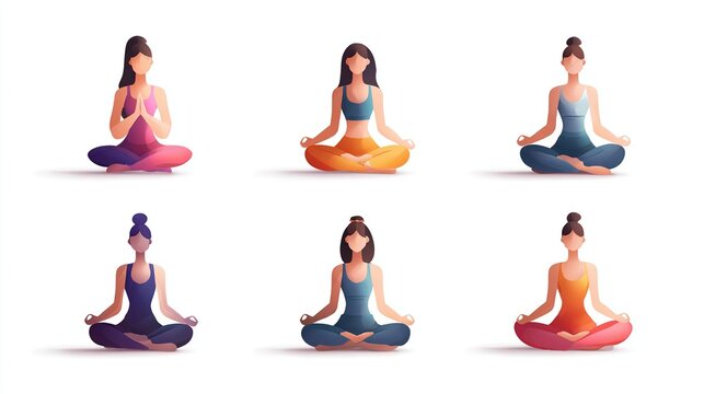 Diverse Women Meditating in Yoga Poses