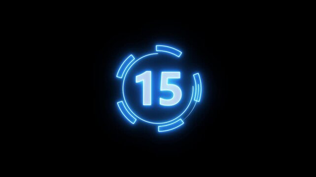 20 second Countdown neon Futuristic neon countdown timer from 20 to 0 seconds, counting down seconds neon number with black background