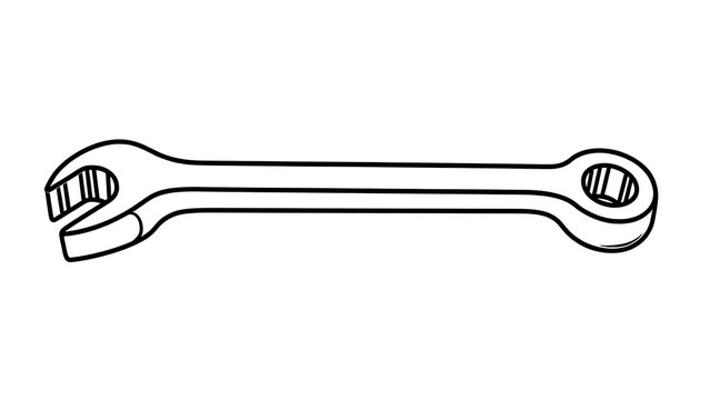 Adjustable wrench isolated on white background.