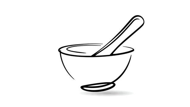 Mortar and pestle icon on white background.