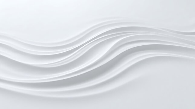 Abstract flowing white silk fabric background with soft lighting and smooth waves