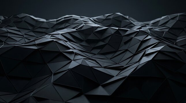 Abstract Dark Polygonal Landscape With Geometric Shapes