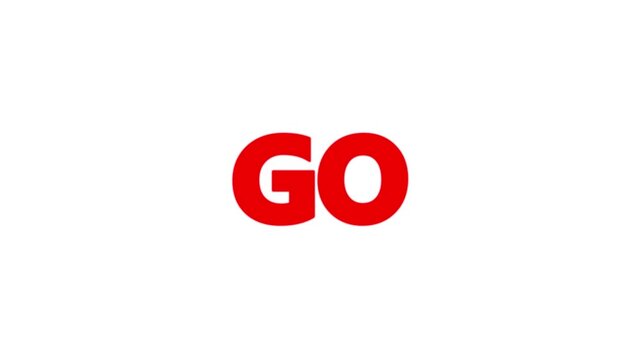 5 to 0 second modern countdown timer animation on black background. Five, Four, three ,two, One, GO!. 5 4 3 2 1 countdown let's go text animation for start