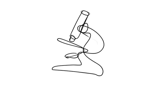 Microscope line art illustration white background.