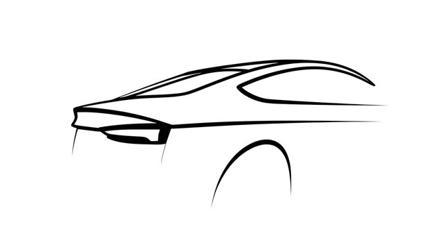 sleek car sketch on white background.