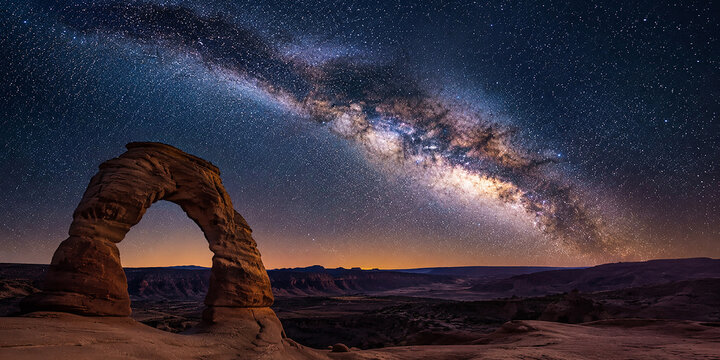 Stunning Milky Way Galaxy Over Delicate Arch in Utah
