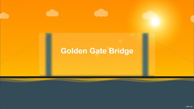 Minimalist Flat Design Illustration of Golden Gate Bridge at Sunset