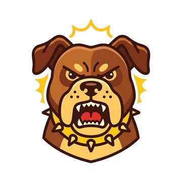 Aggressive Rottweiler Dog Barks Fiercely With Spiky Collar and Yellow Aura