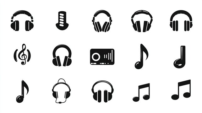 Diverse Music Icons and Headphone Collection
