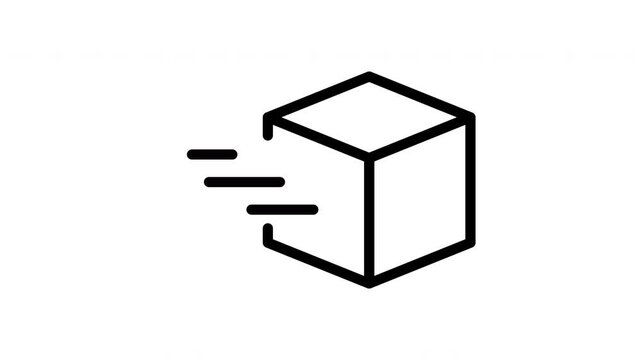 Minimalist cardboard shipping box motion graphic with fast delivery concept animation