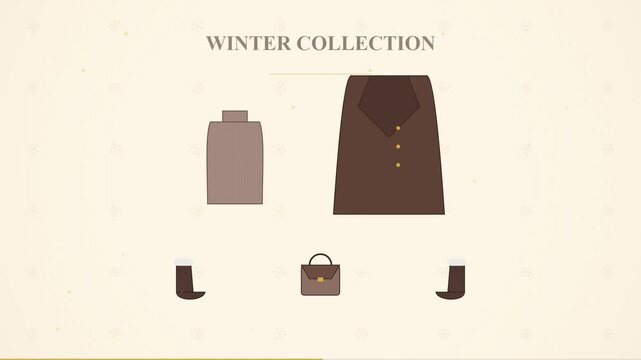 Minimalist Winter Fashion Collection Illustration with Coat and Boots
