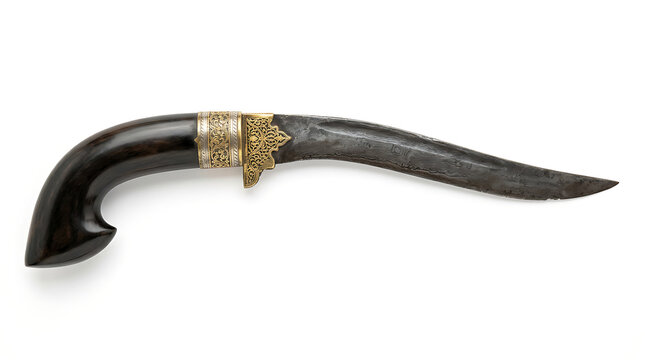 Antique Traditional Curved Blade Weapon Isolated on a Clean White Background Studio Shot