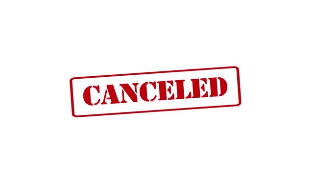 "Canceled" animation with red text, transparent background, 4K video.