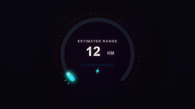 Electric vehicle charging dashboard showing estimated range