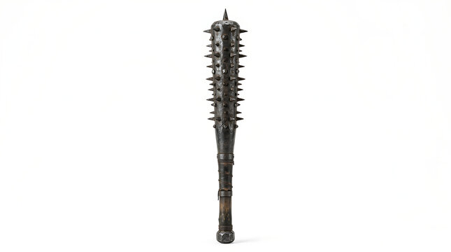 Antique Japanese Iron Kanabo Spiked War Club Isolated on a Plain White Background