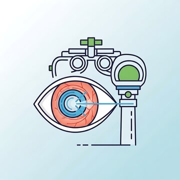 Graphic illustration of an ophthalmic eye examination
