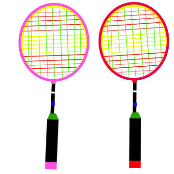 Badminton Racket Sports Shuttlecock Equipment Color Illustration Arts Vector