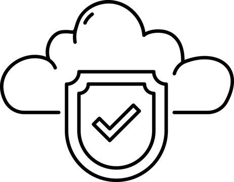 Cloud protection shield line icon