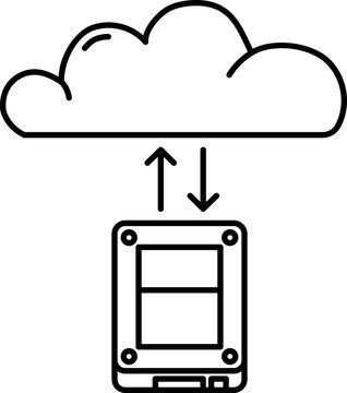 Cloud data transfer line icon