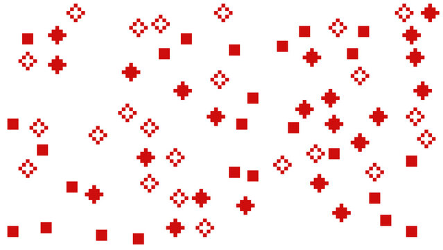 Traditional red and white cross stitch embroidery pattern on white background