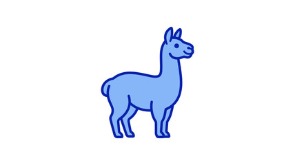 Obraz premium A minimalist blue icon of a llama standing in profile view as a simple vector graphic illustration