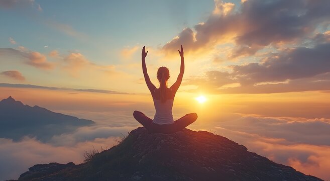 Sustainable wellbeing picture with mindfulness travel and healthy diet picture