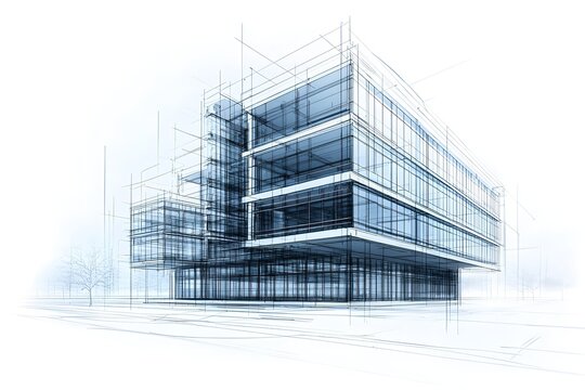 Technical construction blueprint featuring modern property layout wallpaper