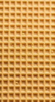 Macro close up texture of golden brown waffle surface