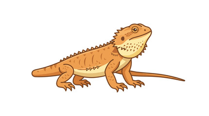 Fototapeta premium Cute Bearded Dragon Lizard Cartoon Vector Illustration Isolated on White