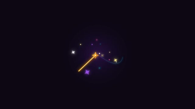 Animasi Sparkle Enchanted Wand 4K Motion Graphic Animation | Seamless Loop