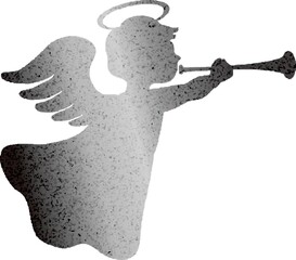 Fototapeta premium Angel blowing a trumpet, silhouette, watercolor, glitter, sparkle, Valentine's Day, Christmas, design, illustration asset