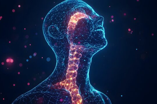 Thyroid checkup awareness banner with radiant anatomy photo