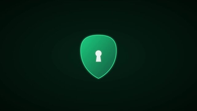 Digital cyber security shield with keyhole animation for data protection and privacy concepts 4k digital security