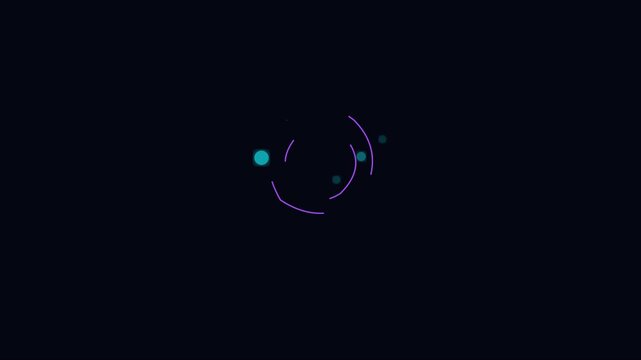 Abstract digital loading spinner animation with glowing particles and circular hud 4k