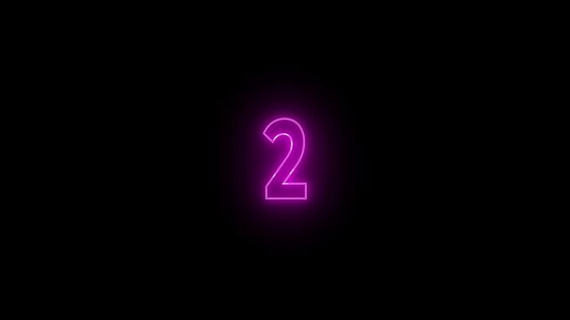 glowing neon countdown concept, counting down from five to zero. Circle count down numbers on black background 4 k video. 