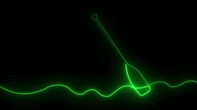 Glowing neon line Baseball bat icon isolated on black background. Sport equipment. 4K Video motion graphic animation