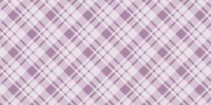 Purple diagonal plaid tartan pattern. Aesthetic light mauve checkered background. Classic purple gingham pattern.