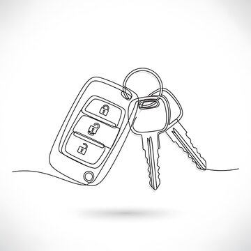 Car key and remote fob continuous line art