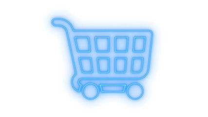 Glowing neon shopping cart icon isolated on transparent background. E-commerce trolley. Retail store checkout sign. Online buy button. Market basket © mominulim