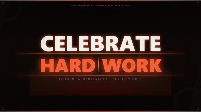 Celebrate hard work cinematic text animation with glowing fiery effects and sparks