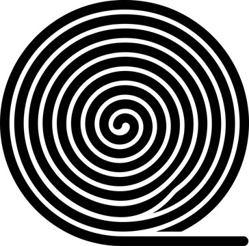 Minimalist black spiral line art icon of a coiled rope or cable isolated on white