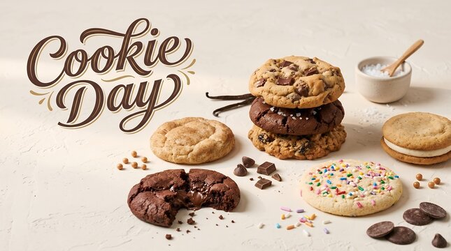 Delicious Baked Chocolate Chip and Sprinkled Cookie Assortment for Cookie Day Celebration