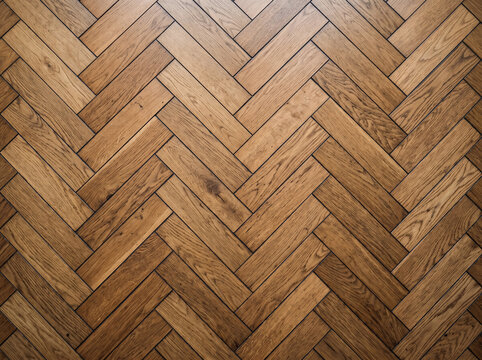 Herringbone wood floor texture. Brown oak parquet pattern for interior design background.